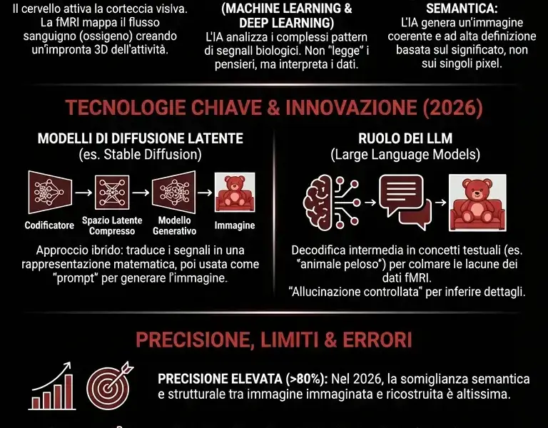 Infografica: Decodifica neurale: cos&igrave; l'IA vede ci&ograve; che stai solo immaginando