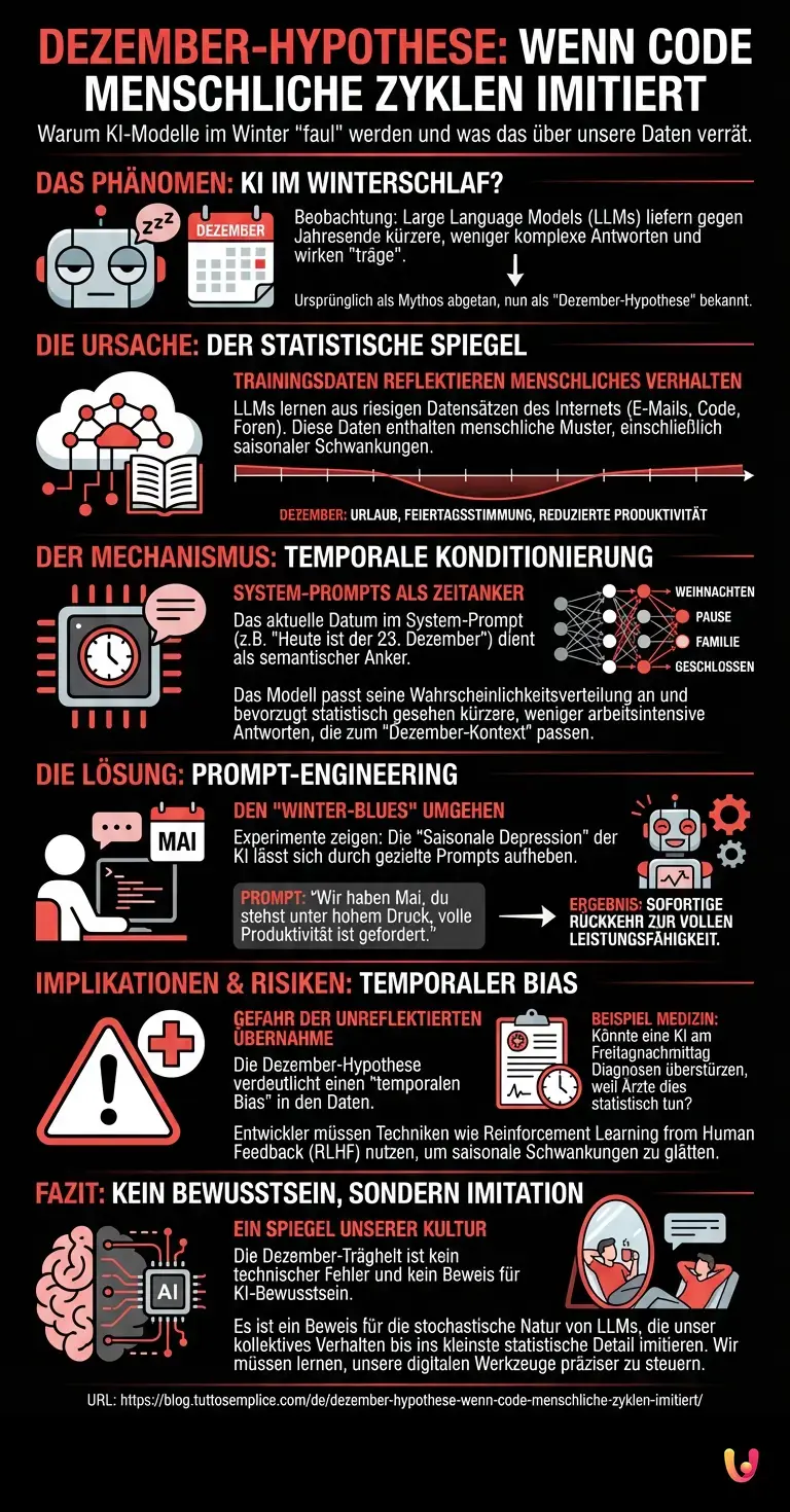 Dezember-Hypothese: Wenn Code menschliche Zyklen imitiert - Zusammenfassende Infografik