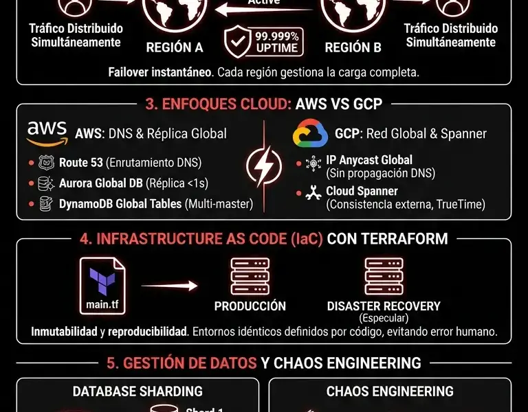 Infografica: Disaster Recovery Cloud en FinTech: Gu&iacute;a de Arquitecturas Active-Active