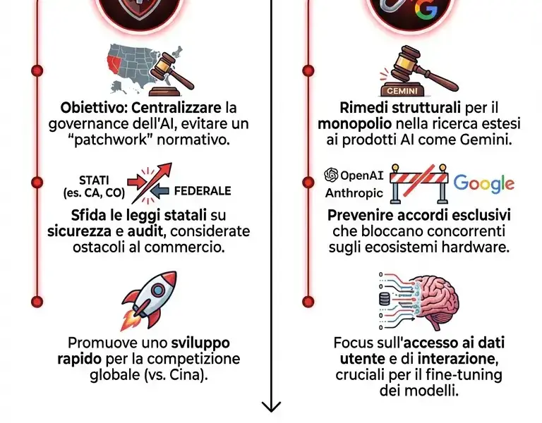 Infografica: DOJ: Task Force contro frammentazione AI e Antitrust Google