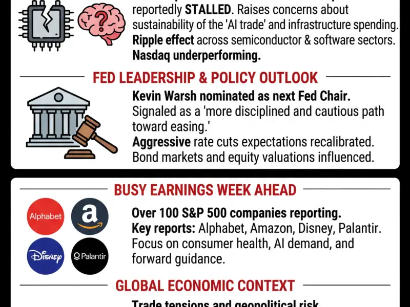 Infografica: Dow Futures Slide as Tech Jitters and Fed Uncertainty Grip Markets
