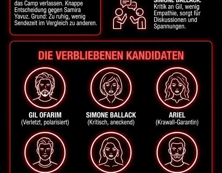 Infografica: Dschungelcamp 2026: Hardy Kr&uuml;ger jr. ist raus &ndash; Drama an Tag 14