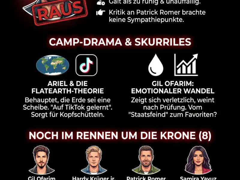 Infografica: Dschungelcamp 2026: Wer ist raus? Stephen D&uuml;rr muss gehen