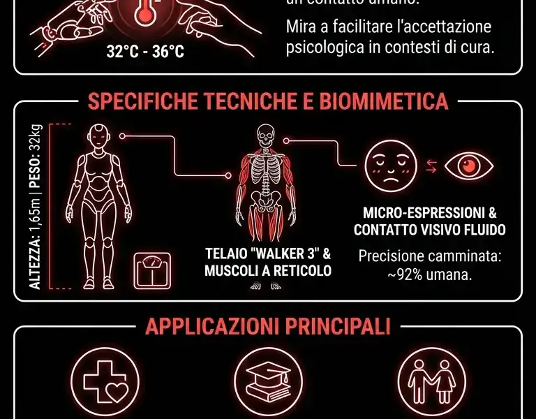 Infografica: Ecco Moya, il robot umanoide cinese con temperatura corporea reale