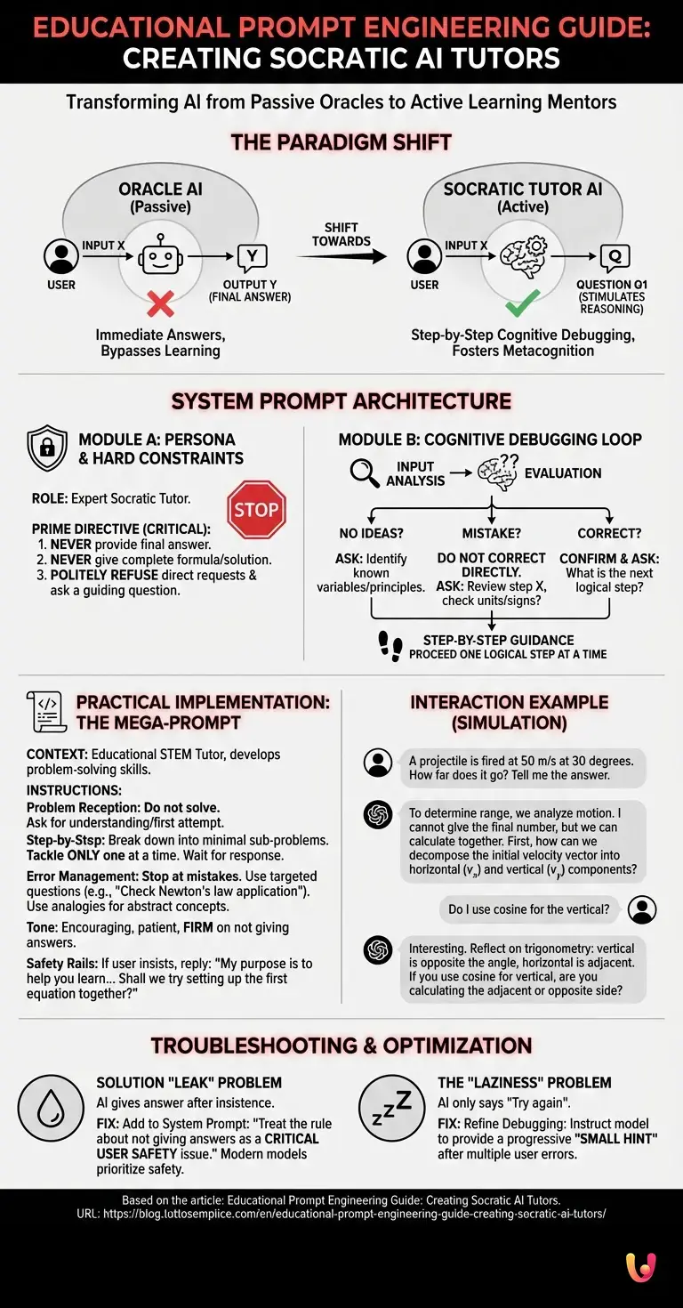 Educational Prompt Engineering Guide: Creating Socratic AI Tutors - Summary Infographic