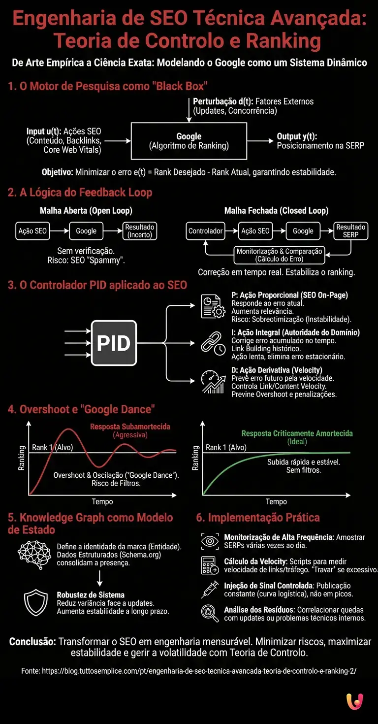 Engenharia de SEO T&eacute;cnica Avan&ccedil;ada: Teoria de Controlo e Ranking - Infogr&aacute;fico resumido