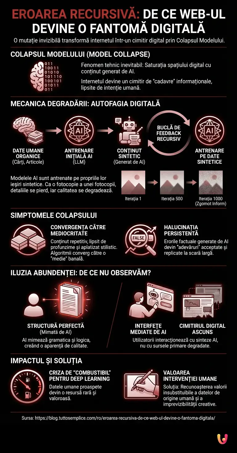 Eroarea recursivă: De ce web-ul devine o fantomă digitală - Infografic rezumativ