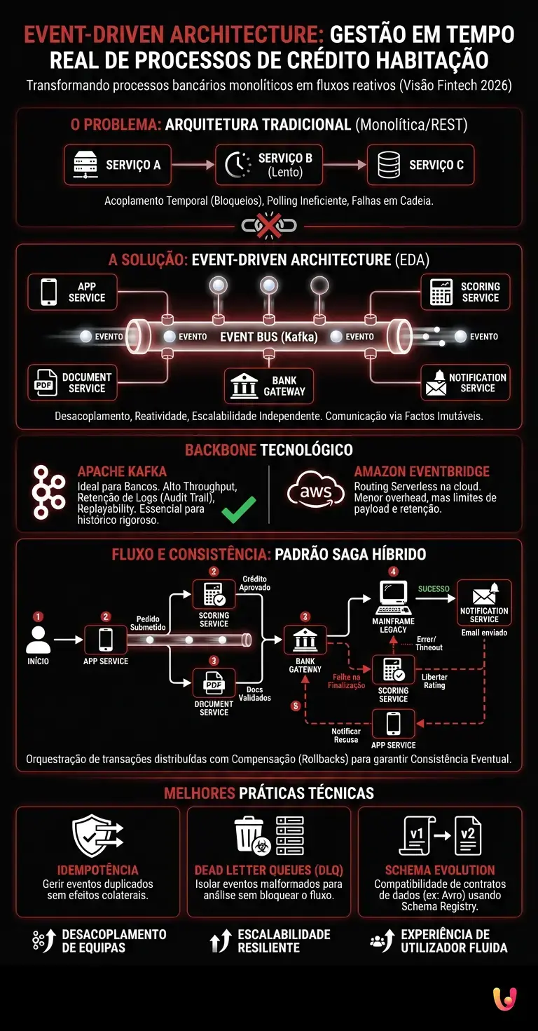 Event-Driven Architecture: Gest&atilde;o em Tempo Real de Processos de Cr&eacute;dito Habita&ccedil;&atilde;o - Infogr&aacute;fico resumido
