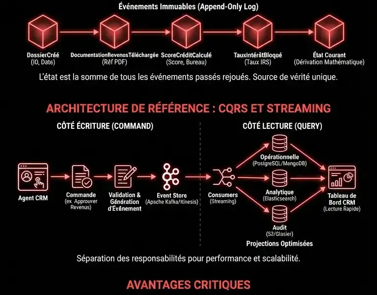 Infografica: Event Sourcing Bancaire : Architecture CRM et Piste d'Audit