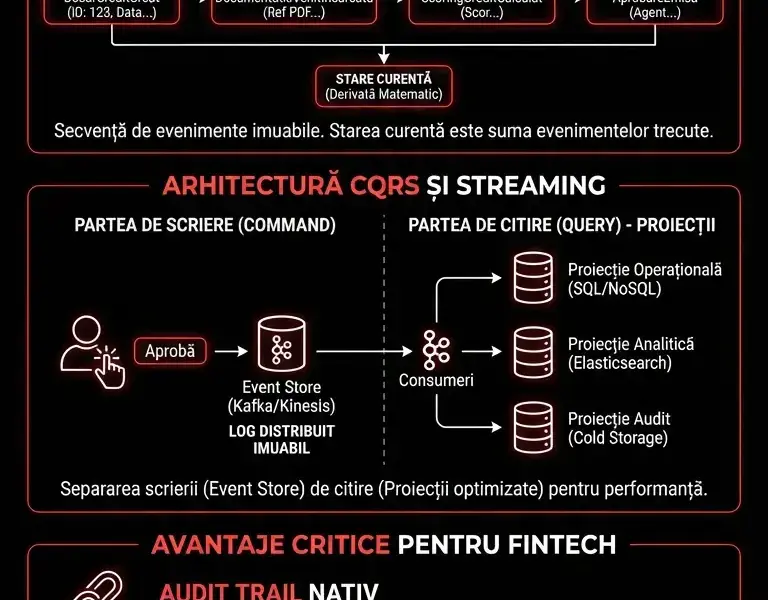 Infografica: Event Sourcing Bancar: Arhitectură CRM și Audit Trail