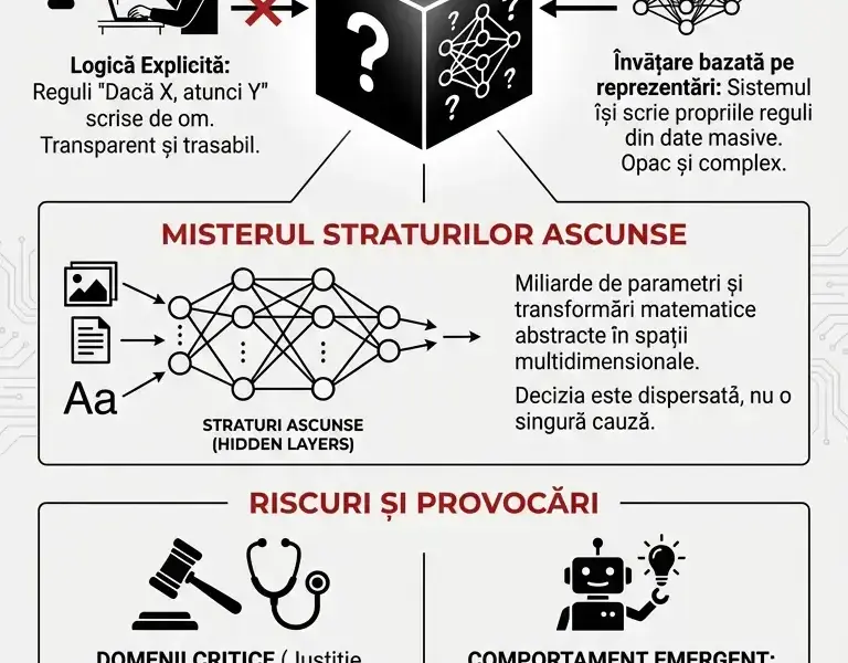 Infografica: Fenomenul Cutiei Negre: Cum a ajuns IA să &icirc;și scrie singură regulile