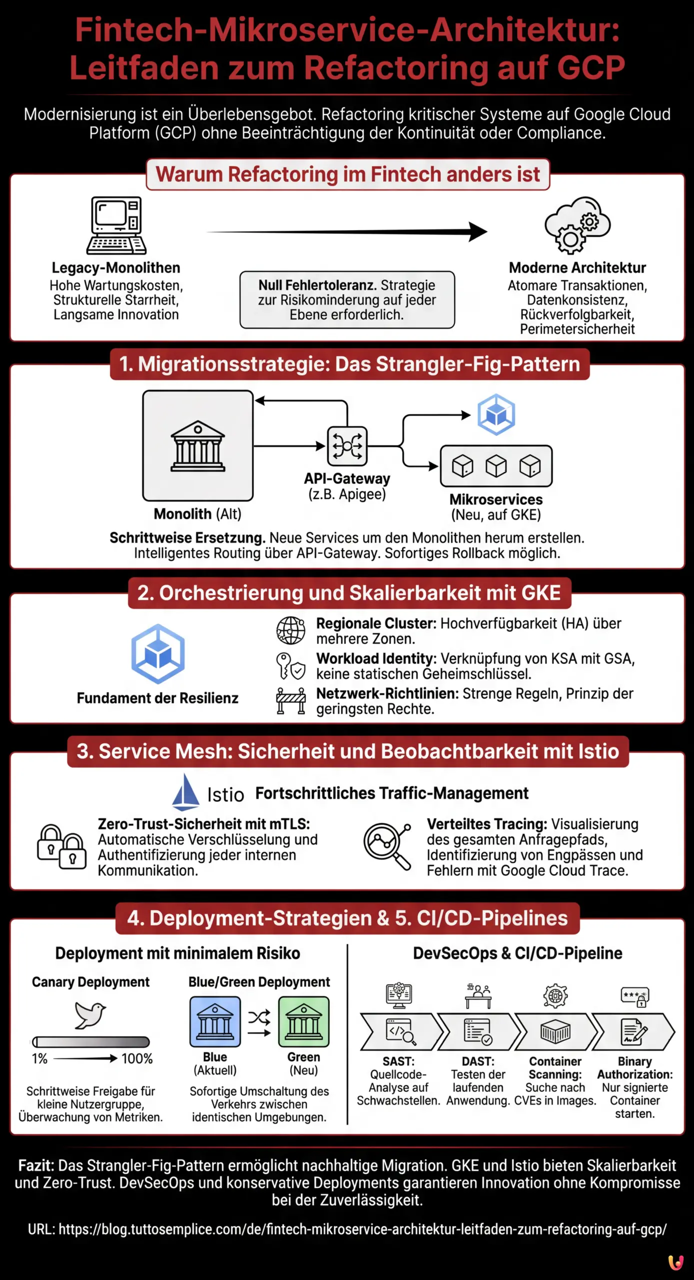 Fintech-Mikroservice-Architektur: Leitfaden zum Refactoring auf GCP - Zusammenfassende Infografik