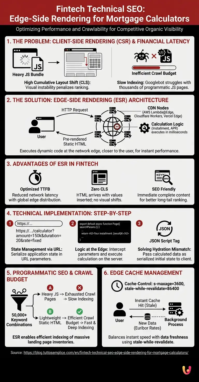 Fintech Technical SEO: Edge-Side Rendering for Mortgage Calculators - Summary Infographic