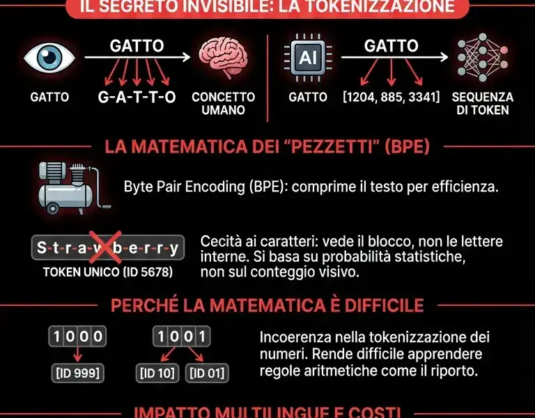 Infografica: Genio ma cieca: perch&eacute; l'AI non sa contare le lettere di una parola