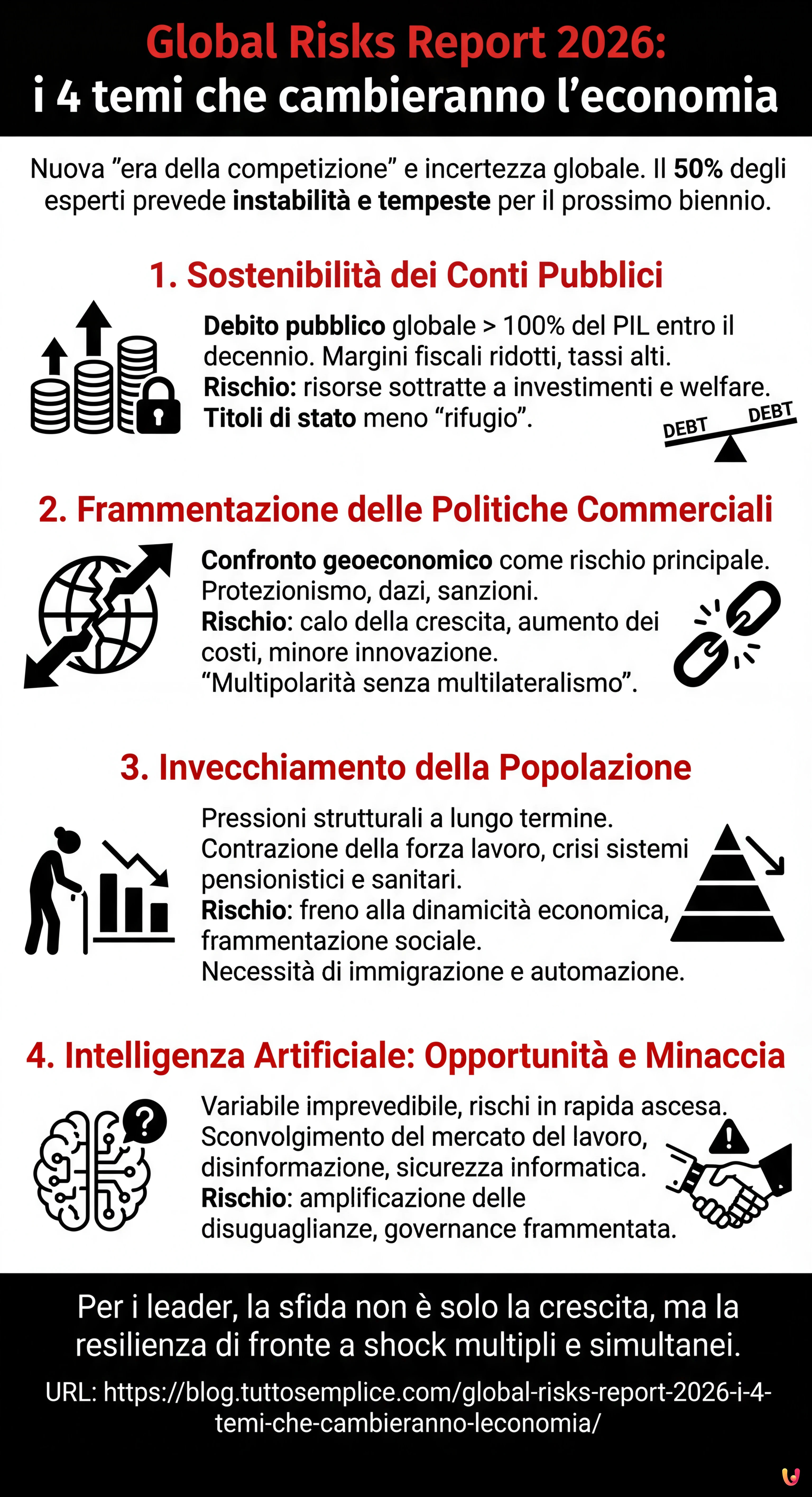 Global Risks Report 2026: i 4 temi che cambieranno l'economia - Infografica riassuntiva