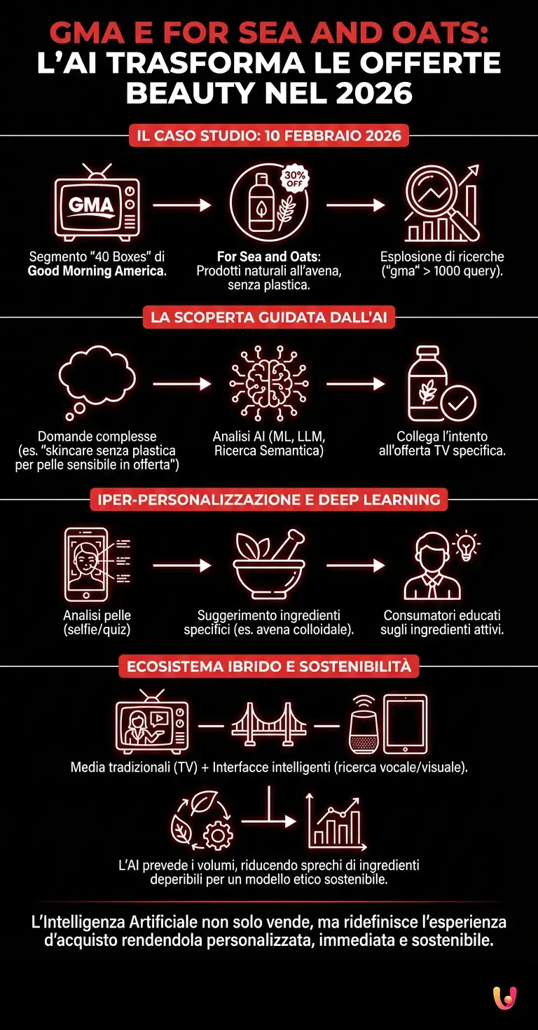 GMA e For Sea and Oats: Come l'AI sta trasformando le offerte beauty nel 2026 - Infografica riassuntiva