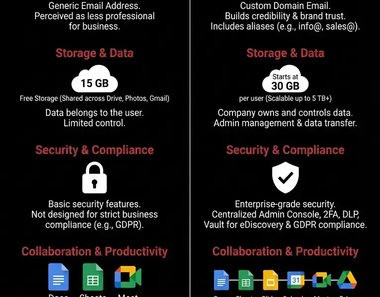 Infografica: Gmail vs. Google Workspace: Guide to the Best Choice