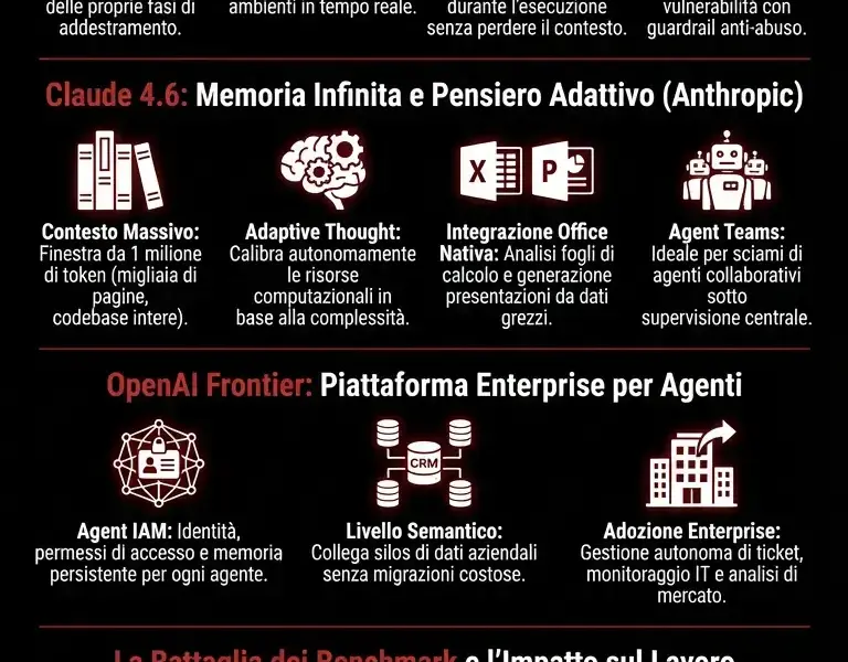 Infografica: GPT-5.3 Codex e Claude 4.6: Analisi tecnica e nuovi benchmark