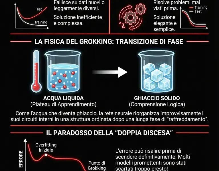 Infografica: Grokking: transizione di fase e generalizzazione nel Deep Learning