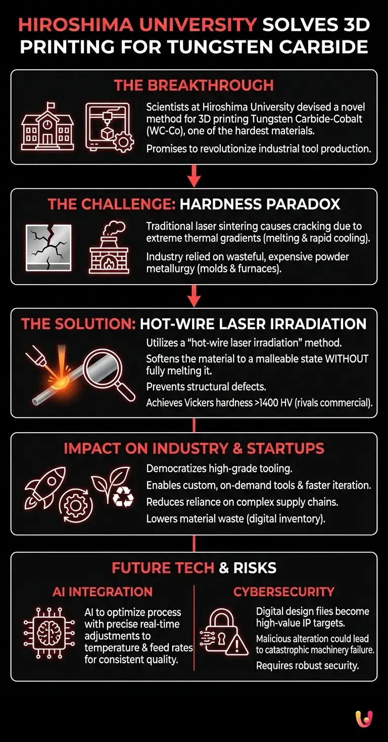 Hiroshima University Solves 3D Printing for Tungsten Carbide - Summary Infographic