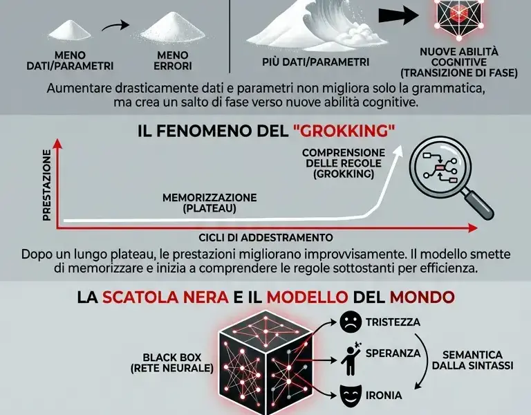 Infografica: Il codice mai scritto: perch&eacute; l'IA sviluppa abilit&agrave; impreviste