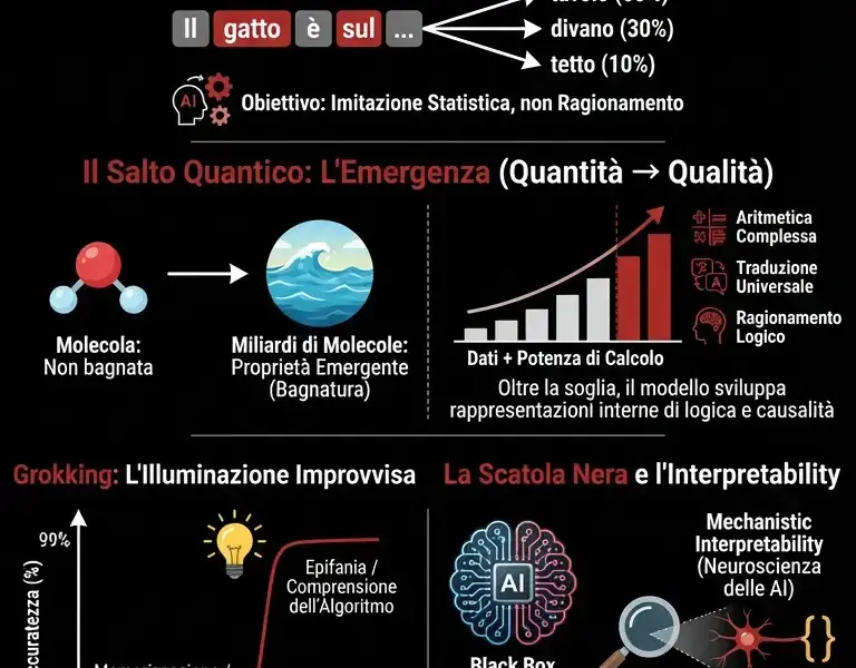 Infografica: Il fenomeno dell'Emergenza: perch&eacute; l'AI sa cose mai insegnate