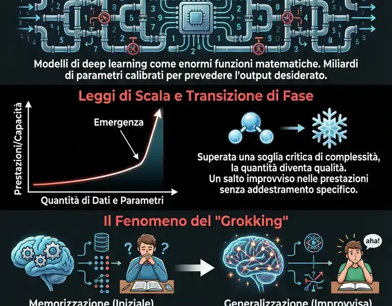 Infografica: Il mistero delle capacit&agrave; emergenti: l'IA supera la sua programmazione