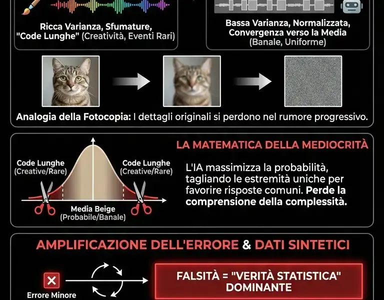 Infografica: Il paradosso della dieta cannibale: cos&igrave; l'IA perde la sua intellig...