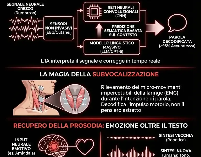Infografica: Il suono del pensiero: l'IA che ascolta l'intenzione e rompe il sil...
