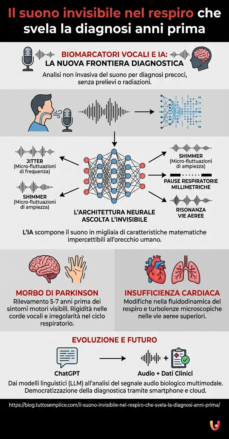 Il suono invisibile nel respiro che svela la diagnosi anni prima - Infografica riassuntiva
