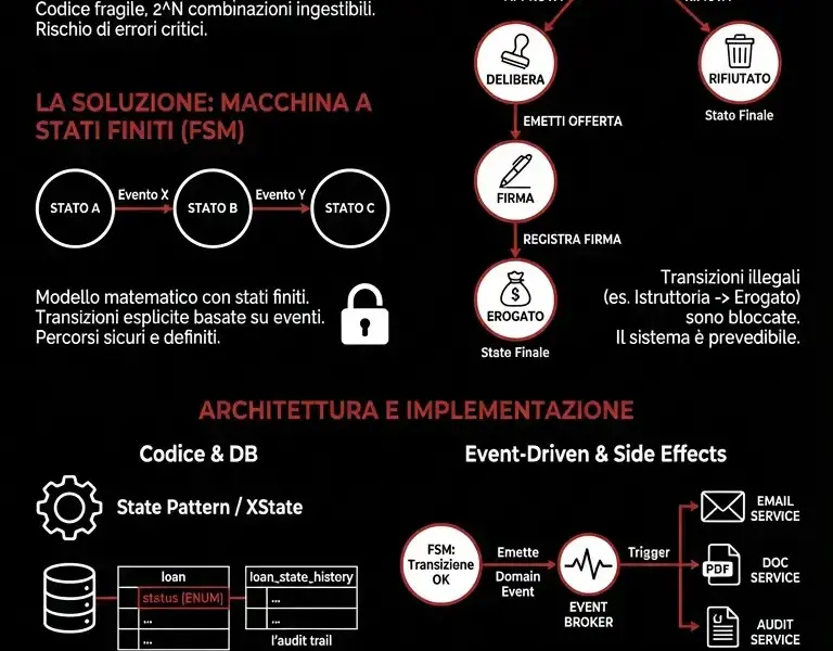 Infografica: Ingegneria del CRM: Macchine a Stati Finiti per Workflow di Mutui
