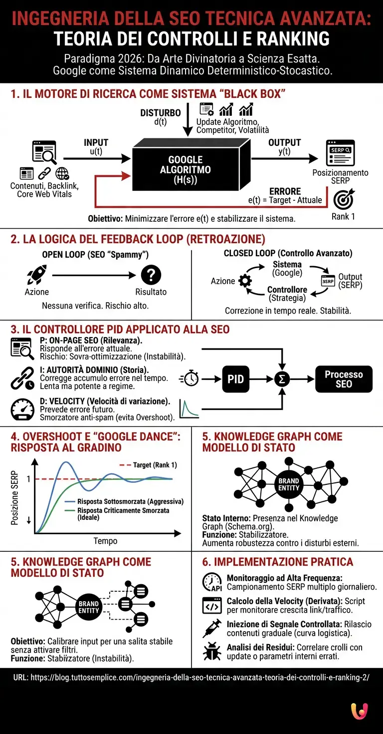 Ingegneria della SEO Tecnica Avanzata: Teoria dei Controlli e Ranking - Infografica riassuntiva