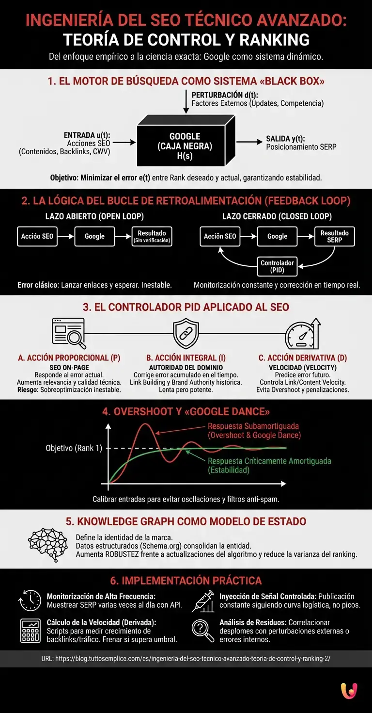 Ingenier&iacute;a del SEO T&eacute;cnico Avanzado: Teor&iacute;a de Control y Ranking - Infograf&iacute;a resumen