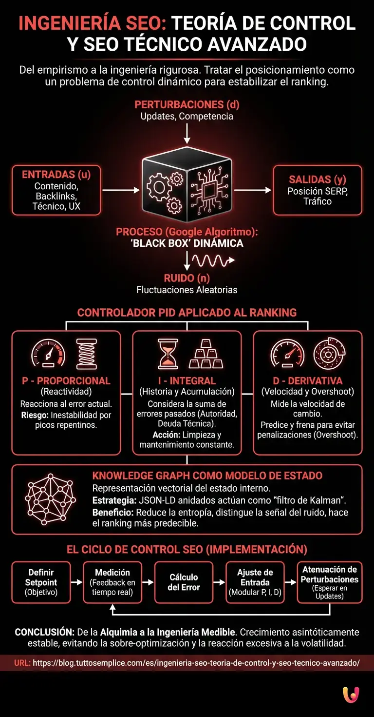 Ingeniería SEO: Teoría de Control y SEO Técnico Avanzado - Infografía resumen