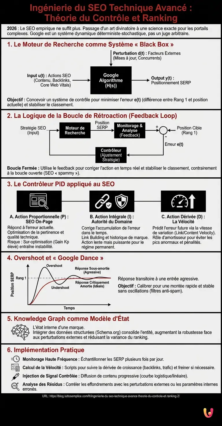 Ing&eacute;nierie du SEO Technique Avanc&eacute; : Th&eacute;orie du Contr&ocirc;le et Ranking - Infographie r&eacute;sumant