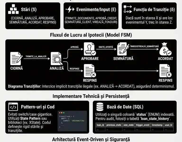 Infografica: Ingineria CRM: Mașini cu Stări Finite pentru Fluxurile de Lucru ale Ipotecilor
