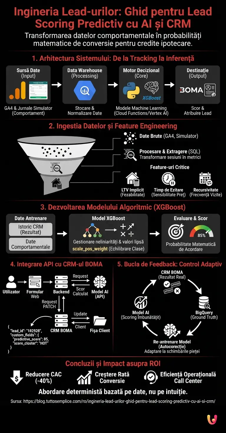 Ingineria Lead-urilor: Ghid pentru Lead Scoring Predictiv cu AI și CRM - Infografic rezumativ