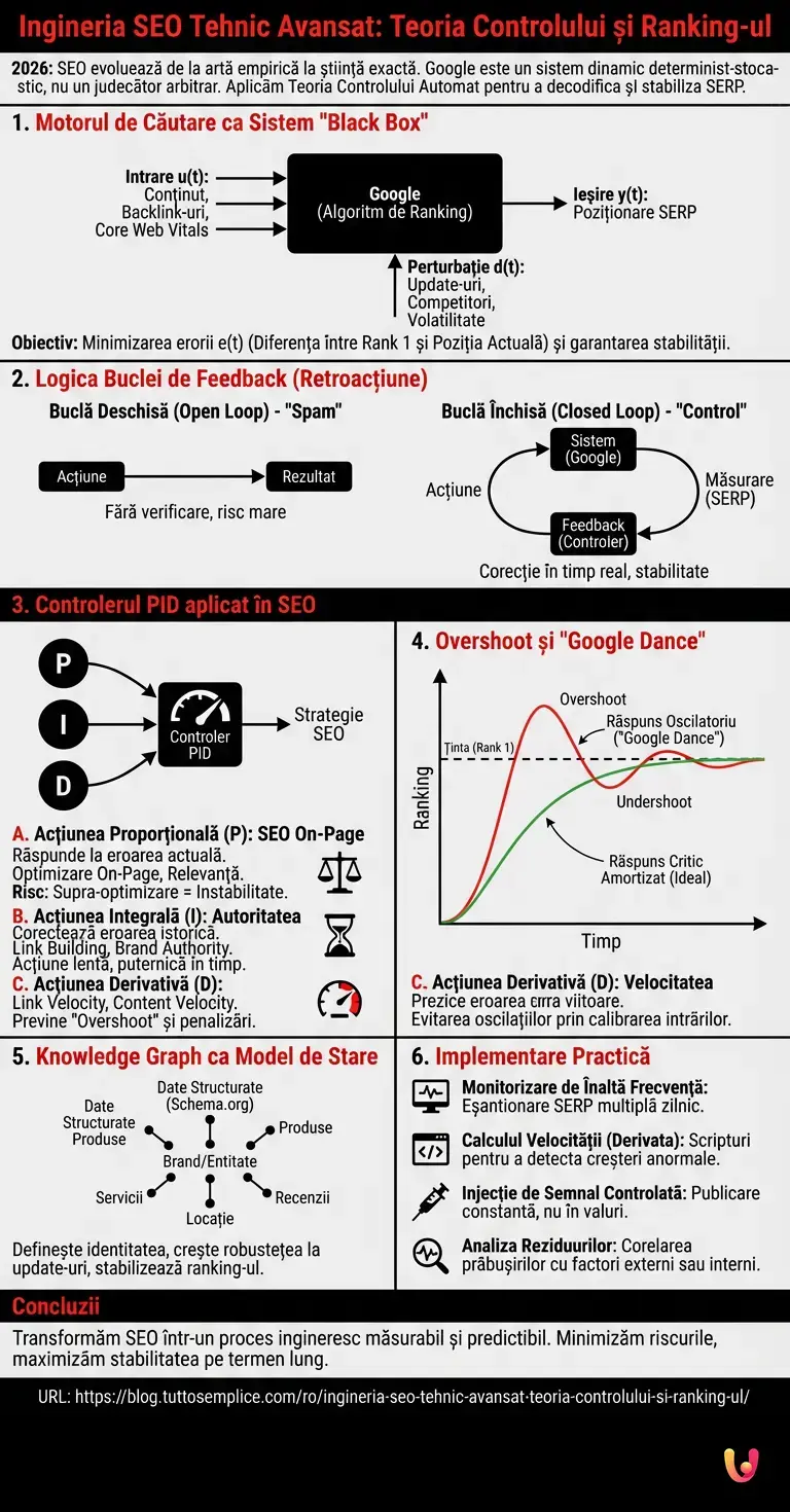 Ingineria SEO Tehnic Avansat: Teoria Controlului și Ranking-ul - Infografic rezumativ