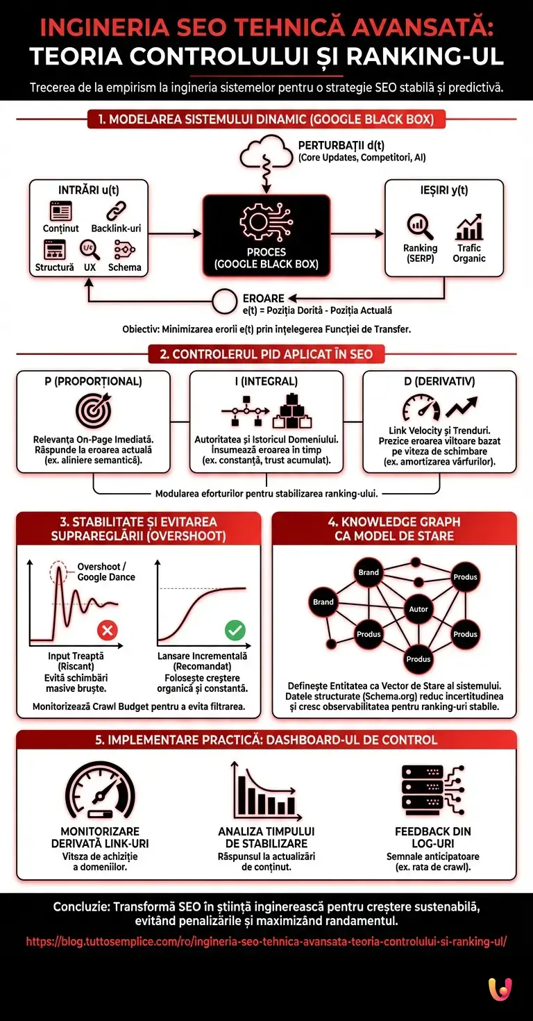 Ingineria SEO Tehnică Avansată: Teoria Controlului și Ranking-ul - Infografic rezumativ