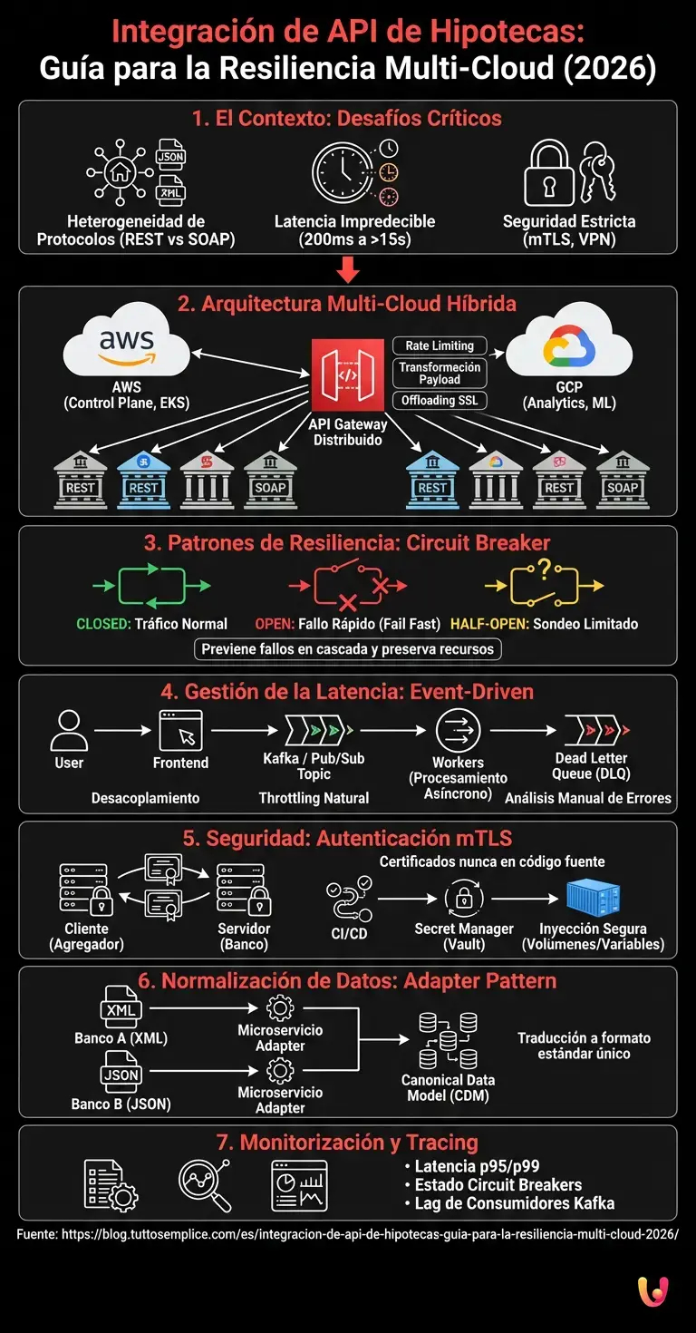 Integración de API de Hipotecas: Guía para la Resiliencia Multi-Cloud (2026) - Infografía resumen