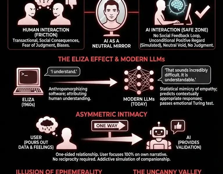 Infografica: Intimacy Without Consequence: The Psychology of AI Confession
