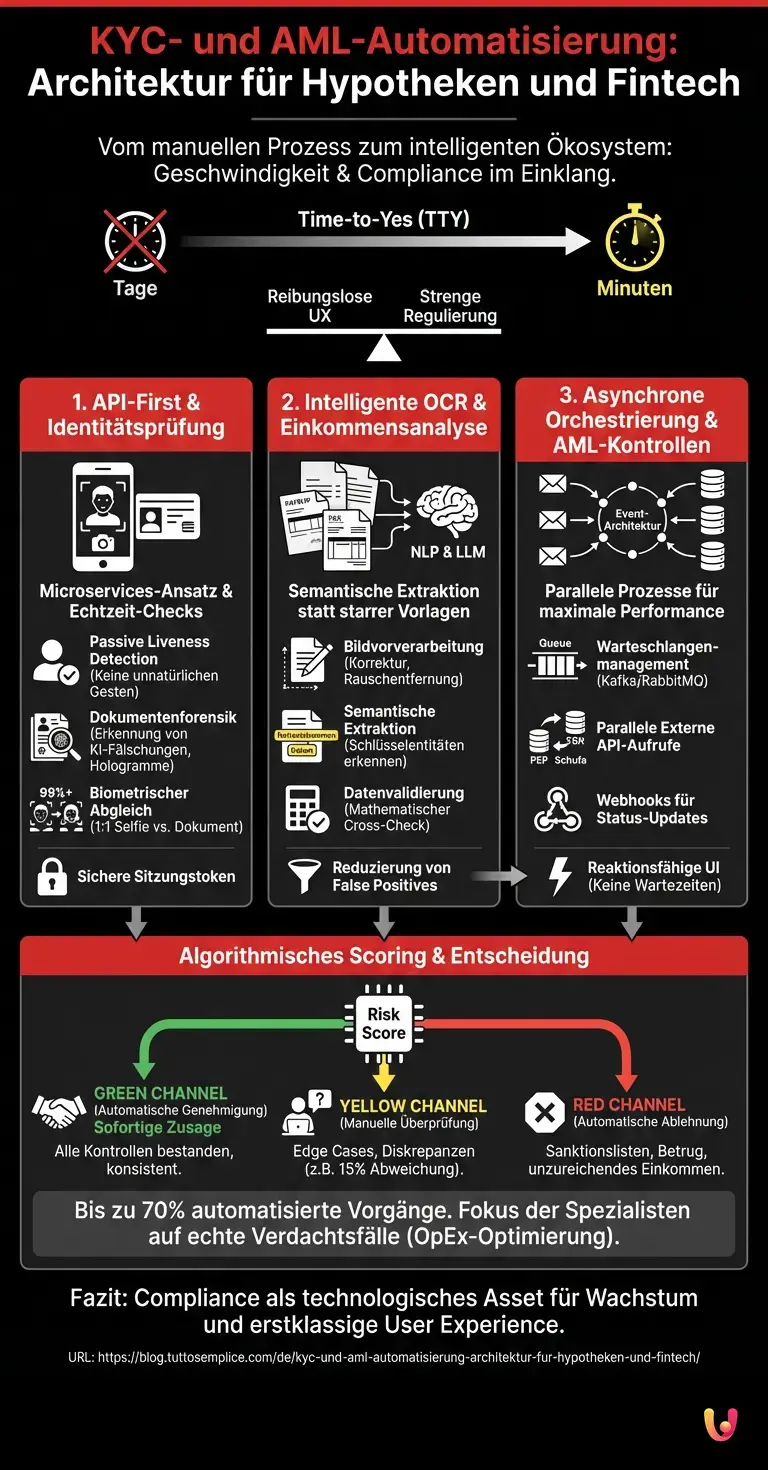 KYC- und AML-Automatisierung: Architektur f&uuml;r Hypotheken und Fintech - Zusammenfassende Infografik