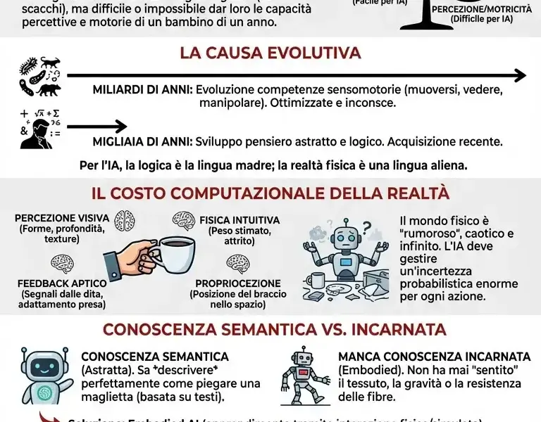 Infografica: L'azione banale che resta un Everest per l'Intelligenza Artificiale