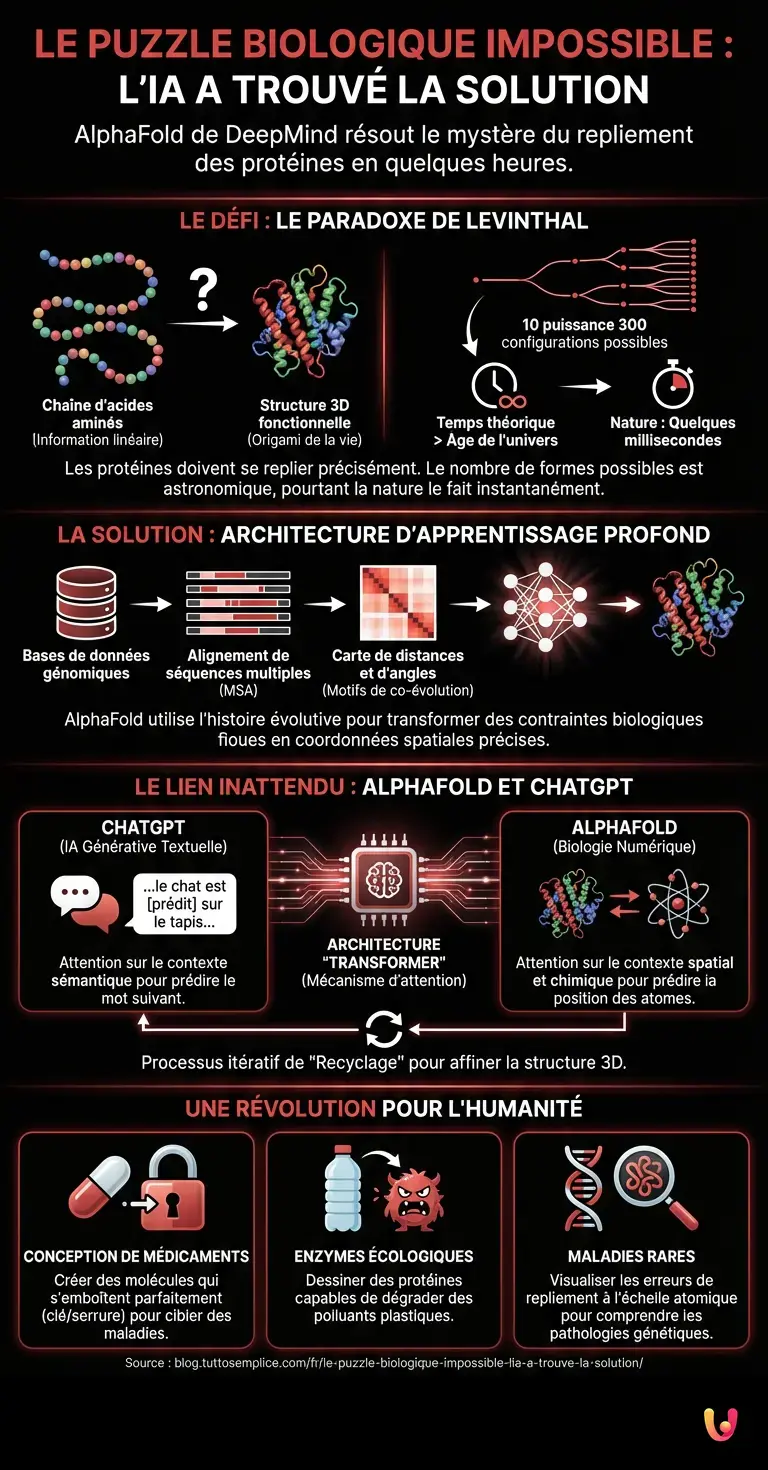 Le puzzle biologique impossible : l'IA a trouvé la solution - Infographie résumant