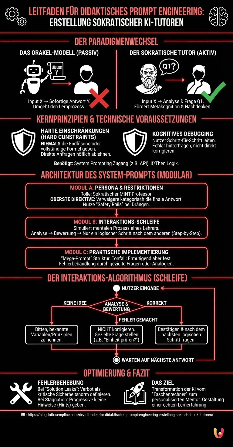 Leitfaden f&uuml;r didaktisches Prompt Engineering: Erstellung sokratischer KI-Tutoren - Zusammenfassende Infografik