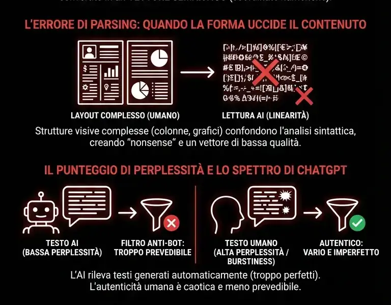 Infografica: L'errore invisibile nel file: perch&eacute; l'AI scarta il tuo CV perfetto