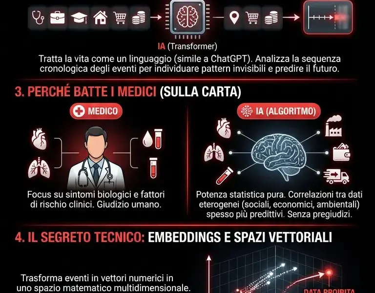 Infografica: L'IA batte i medici: come un algoritmo calcola la tua data di scadenza