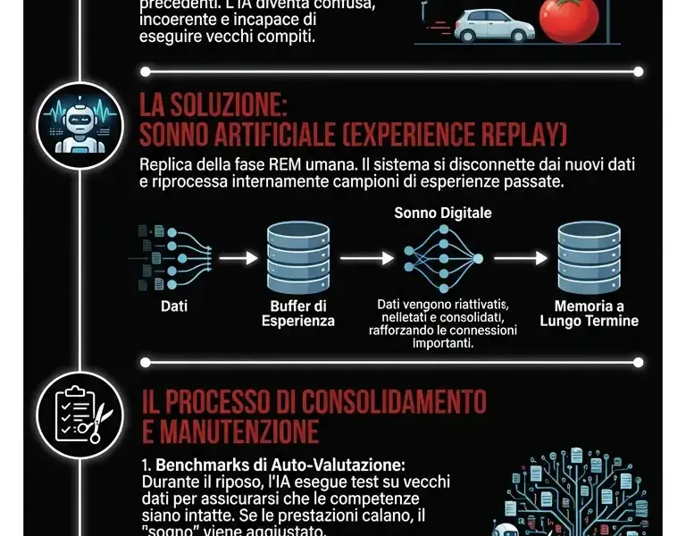 Infografica: L'IA rischiava l'oblio: ora &egrave; costretta a dormire come noi
