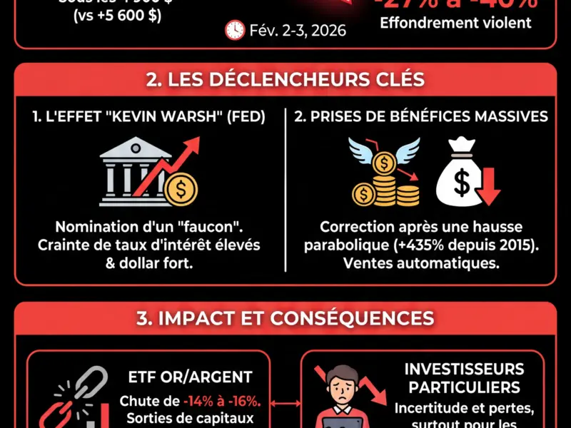 Infografica: L'or s'effondre : -14% en deux s&eacute;ances, panique sur les m&eacute;taux pr&eacute;cieux