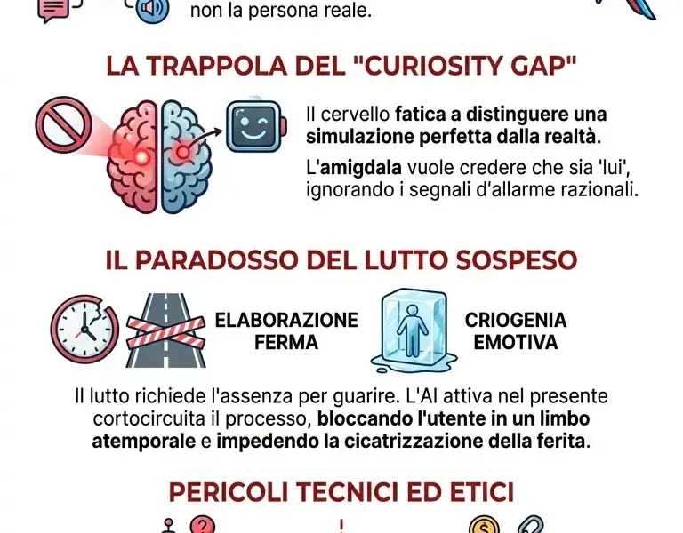 Infografica: Lutto sospeso: la trappola mentale di parlare con chi non c'&egrave;